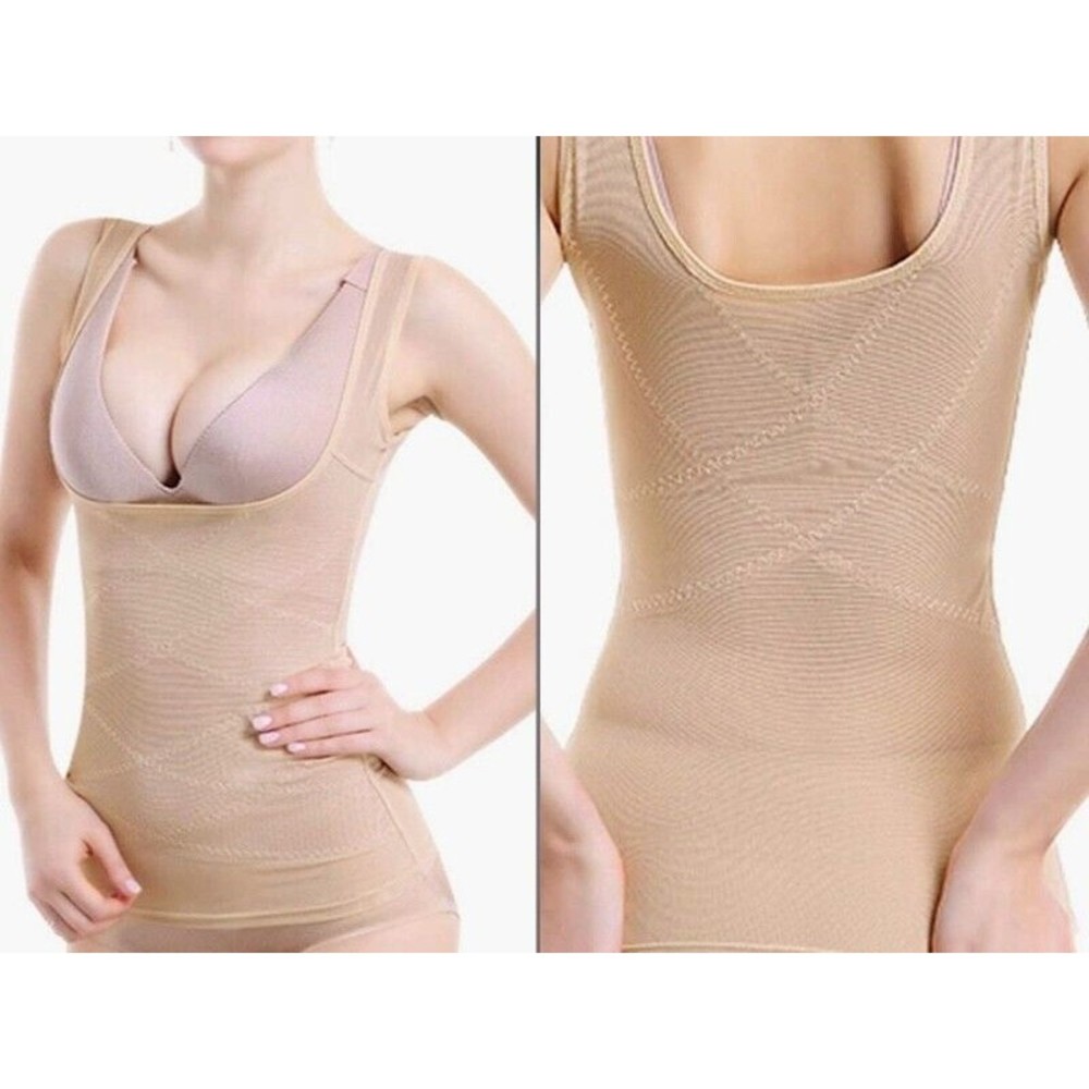 NEW EAG Nordstrom Women's nude mesh Shapewear tummy slimming waist Tank top Sz M